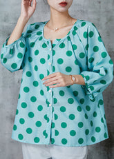Modernes blaues Oversize-Baumwollhemd mit Armbandärmeln